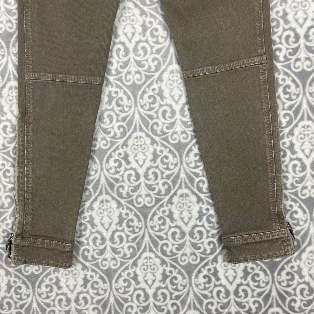 7 for all mankind Jeans Women 26 Green Skinny Double Knee Ankle Zip Denim Biker - Picture 10 of 10